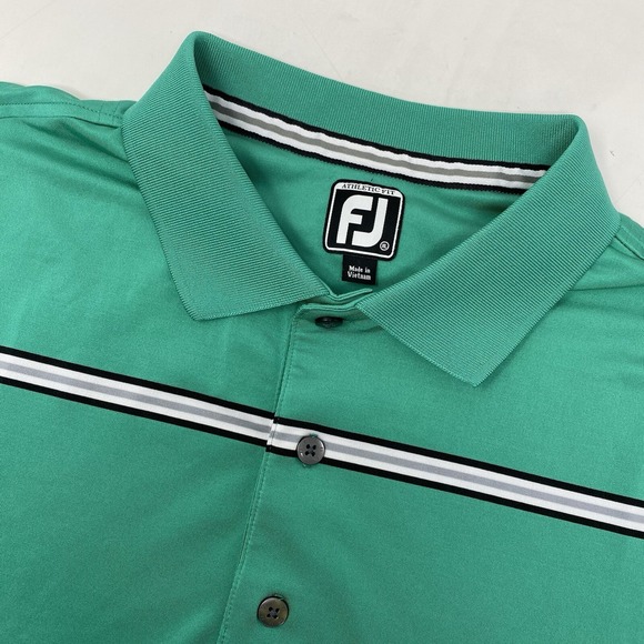 FootJoy Other - FootJoy Golf Polo Mens XL Green Athletic Fit Striped Performance Short Sleeve